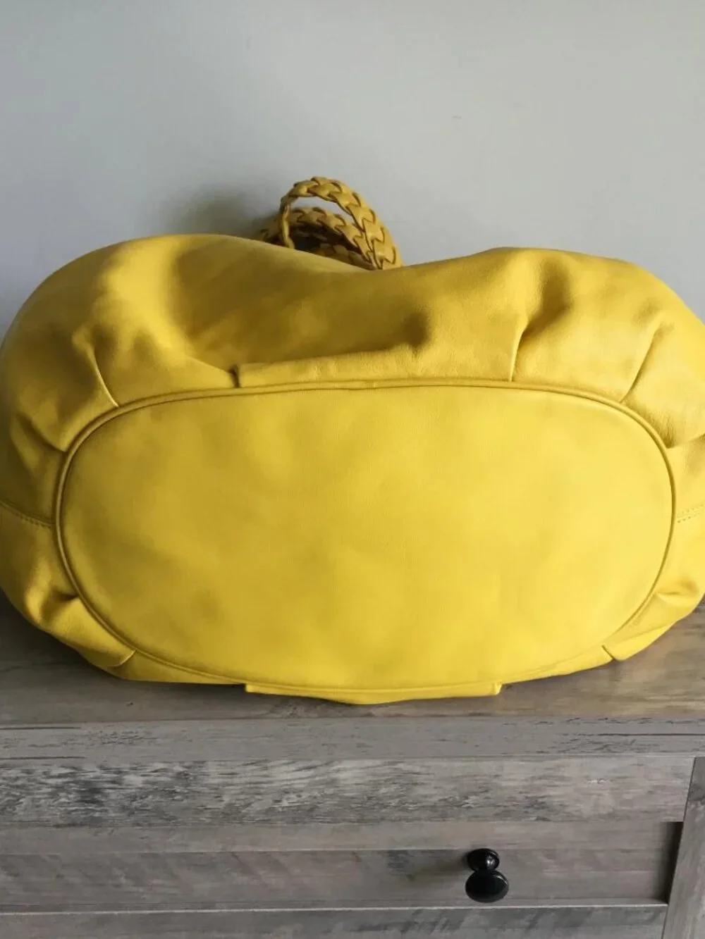 Michael Kors Astor Grommet Hobo Mustard Yellow Leather Large Shoulder Bag EUC - Picture 4 of 9